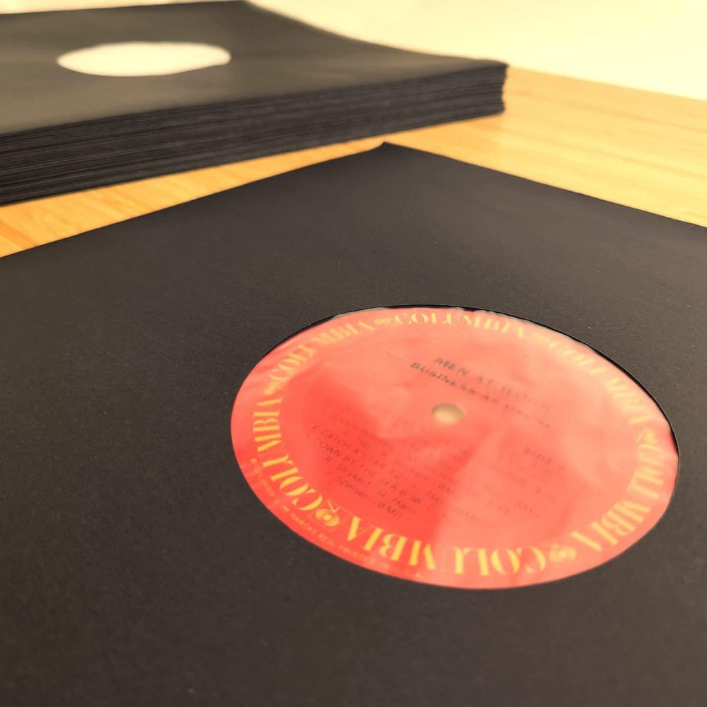 BCW 12-Inch Vinyl LP Record Sleeves - 50 Pack | Black Polylined Inner Protective Sleeves with Center Hole for Vinyl Records | Acid-Free, Scratch Resistant | Ideal for DJs and Collectors