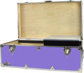 C&N Footlockers - Full-Size Happy Camper Trunk w/Tray - #1 Summer Camp Trunk - Made in the USA - Steel Footlocker with Lid Stay - 32 x 18 x 13.5 Inches (Lilac)