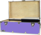 C&N Footlockers - Full-Size Happy Camper Trunk w/Tray - #1 Summer Camp Trunk - Made in the USA - Steel Footlocker with Lid Stay - 32 x 18 x 13.5 Inches (Lilac)
