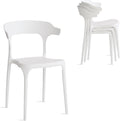Modern Stackable Dining Chair Set, No Assembly, Plastic Chair, Patio Chair, Suitable for Indoor and Outdoor Cafes and Restaurants, Set of 4 (Cloud White)