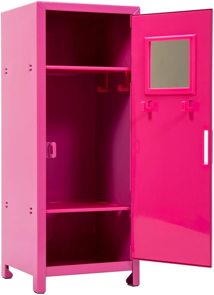 Schylling Girls Talk Pink Mini Locker - 11.25" Decorative Metal Storage Locker with 17 Mix-and-Match Magnets, Lock, and Keys - Ages 4-12