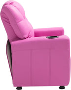 VEVOR Kids Recliner, Toddler Recliner with Cup Holder, 101° to 121° Adjustable Backrest, Push Back PU Leather Kids Reclining Chair Couch with Footrest & 90 lbs Load, Ideal for Child Ages 1-6, Pink