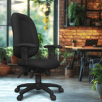 Romig Comfort Series High-Back Multifunctional Fabric Computer Task Chair with Adjustable Arms - Black