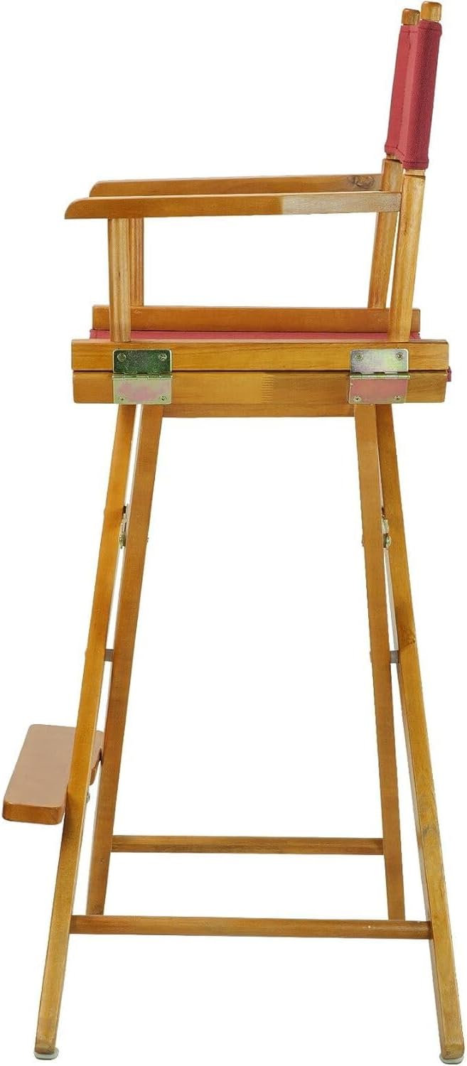 HomeStock Director's Chair with Built-in Armrests and Foldable Design for Easy Storage, Lightweight Durable Frame Perfect for Indoor or Outdoor Seating Burgundy/30-Inch Honey Oak Frame