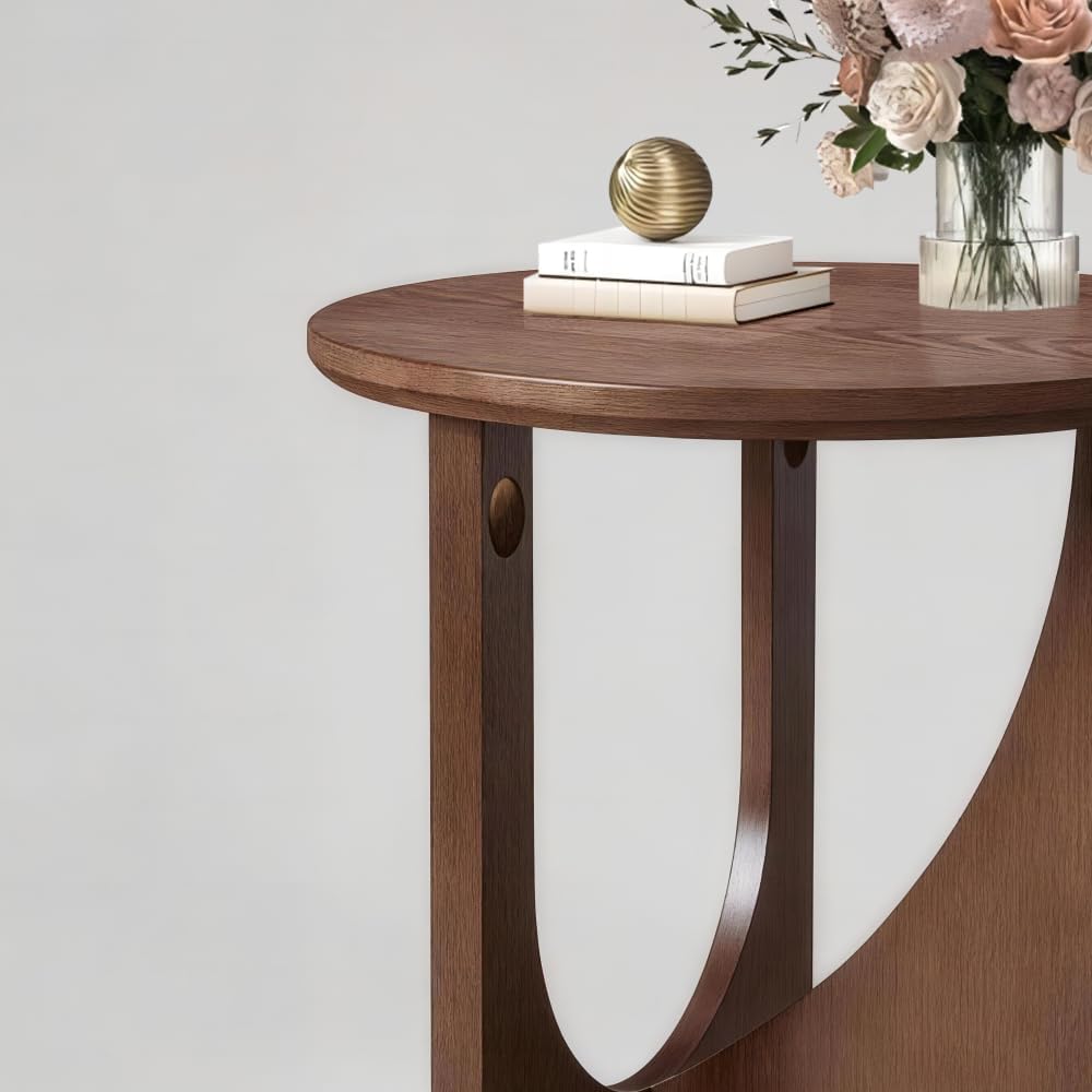 Solid Wood Side Table, End Table, Rustic Center Table, Simple Accent Table for Living Room, Round Design
