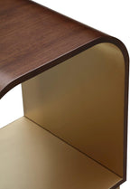 Michael Amini Houston Brown Walnut End Table Solid and Manufactured Wood Birch Wood Species Single Piece Sturdy Contemporary Accent Furniture for Living Room