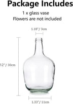 Hewory Large Glass Vase for Decor, 12in Clear Tall Farmhouse Decorative Floor Vase, Round Bubble Balloon Glass Jug Vases for Coffee Table Fireplace Mantel Entryway Living Room Bedroom Kitchen