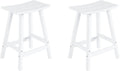 Westin Outdoors Laguna WO Home Furniture Patio Counter Stools Set of 2 PCS Outdoor Adirondack 24" in Saddle Bar Stools for Porch, Backyard, BarBQ, Party, Events (White), White