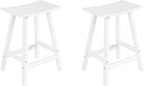 Westin Outdoors Laguna WO Home Furniture Patio Counter Stools Set of 2 PCS Outdoor Adirondack 24" in Saddle Bar Stools for Porch, Backyard, BarBQ, Party, Events (White), White