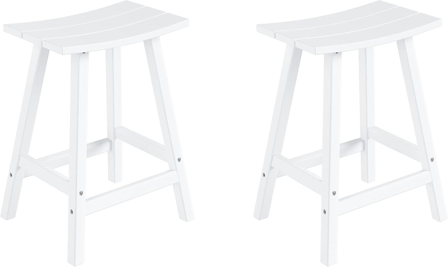 Westin Outdoors Laguna WO Home Furniture Patio Counter Stools Set of 2 PCS Outdoor Adirondack 24" in Saddle Bar Stools for Porch, Backyard, BarBQ, Party, Events (White), White