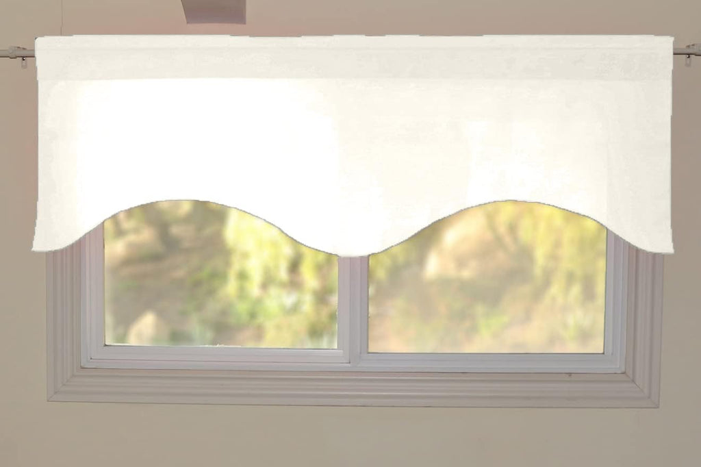 Zen Creative Designs Solid Poplin Scalloped Window Valance Home Décor Bedroom Nursery Kitchen Window (Ivory)