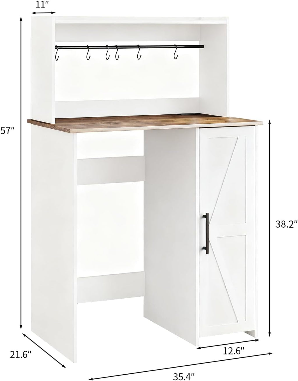 Mini Fridge Stand Coffee Bar Cabinet,Freestadning Coffee Stand Station Bakers Rack with Mini Fridge Space & Power Outlet,for Kitchen Dining Room Living Room,White