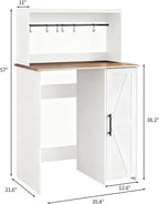 Mini Fridge Stand Coffee Bar Cabinet,Freestadning Coffee Stand Station Bakers Rack with Mini Fridge Space & Power Outlet,for Kitchen Dining Room Living Room,White