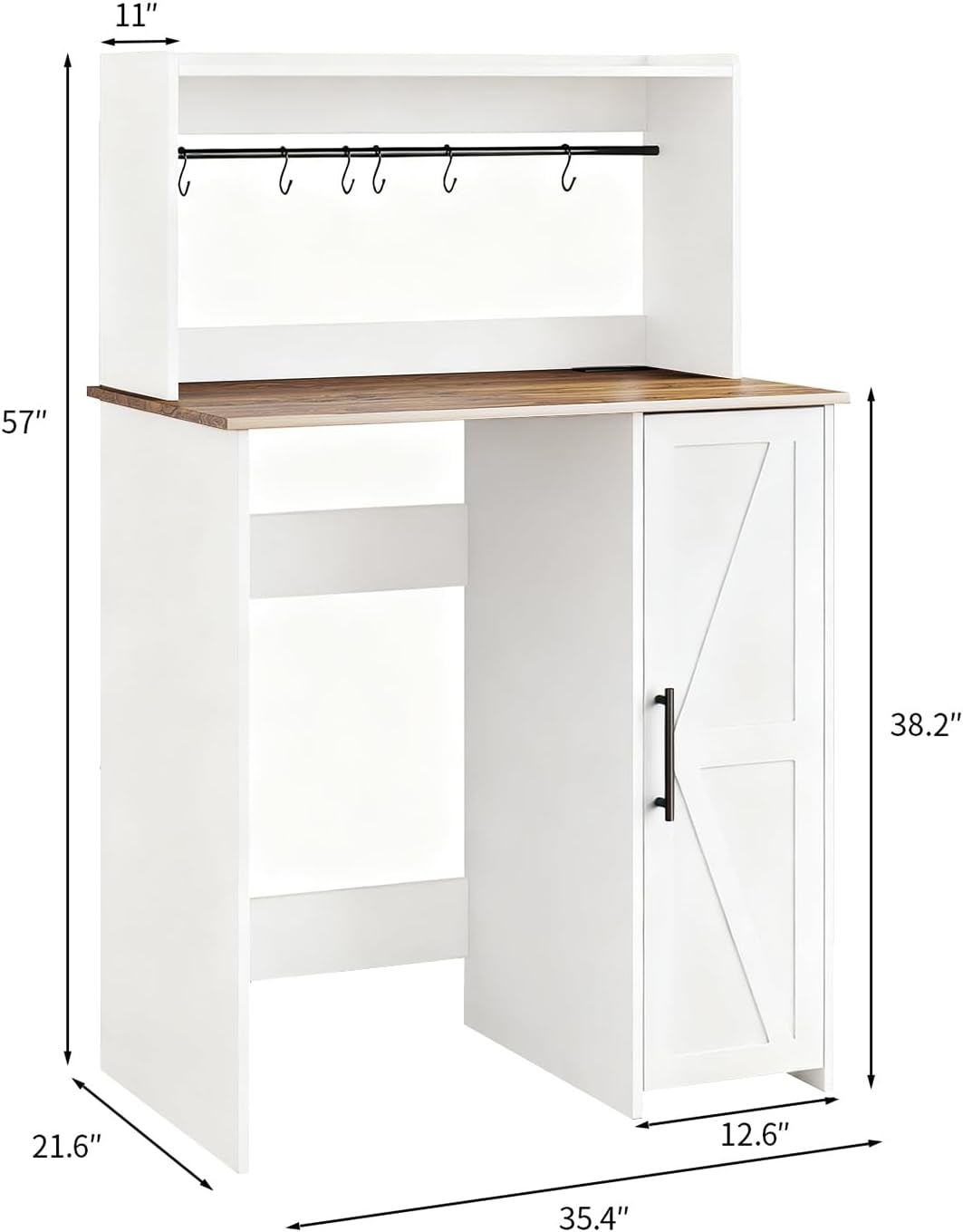 Mini Fridge Stand Coffee Bar Cabinet,Freestadning Coffee Stand Station Bakers Rack with Mini Fridge Space & Power Outlet,for Kitchen Dining Room Living Room,White