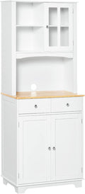 Freestanding 67" Kitchen Buffet with Hutch, Pantry Cabinet with Microwave Stand, Adjustable Shelf, 2 Drawers, Cupboard, White,15.5 * 26.8 * 67