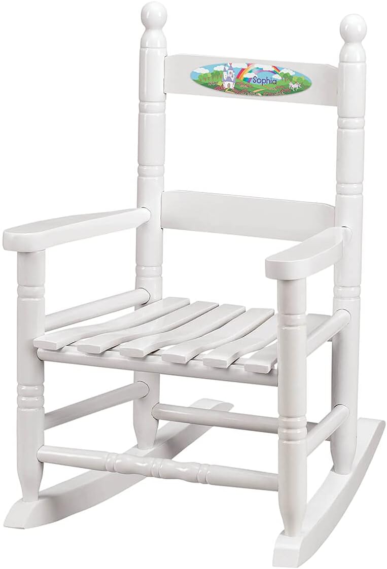 Fox Valley Traders Custom Childrens Rocking Chair, Features Classic Rocker Design and Hardwood Construction, White Finish with Princess Design