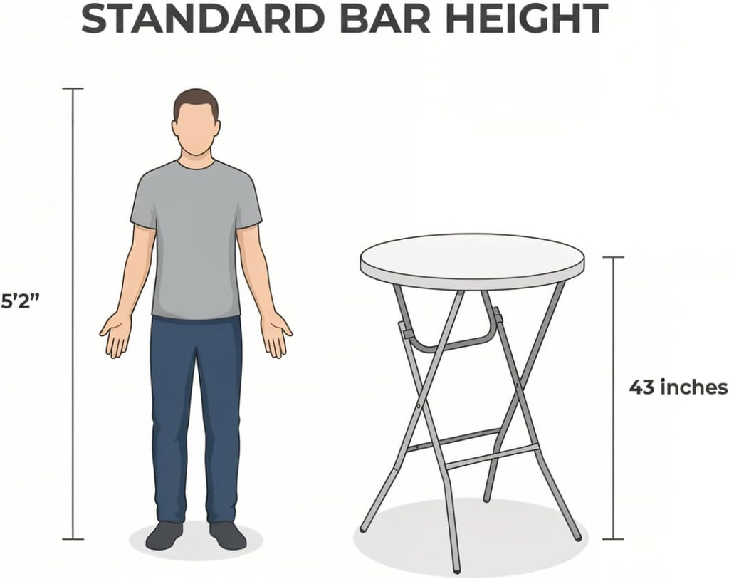 BTExpert 32" Round 43" Bar Height White Granite Plastic Folding Table Portable Commercial Table Banquet Card Coffee Dining Cocktail Table for Wedding Party Event Home Kitchen Outdoor