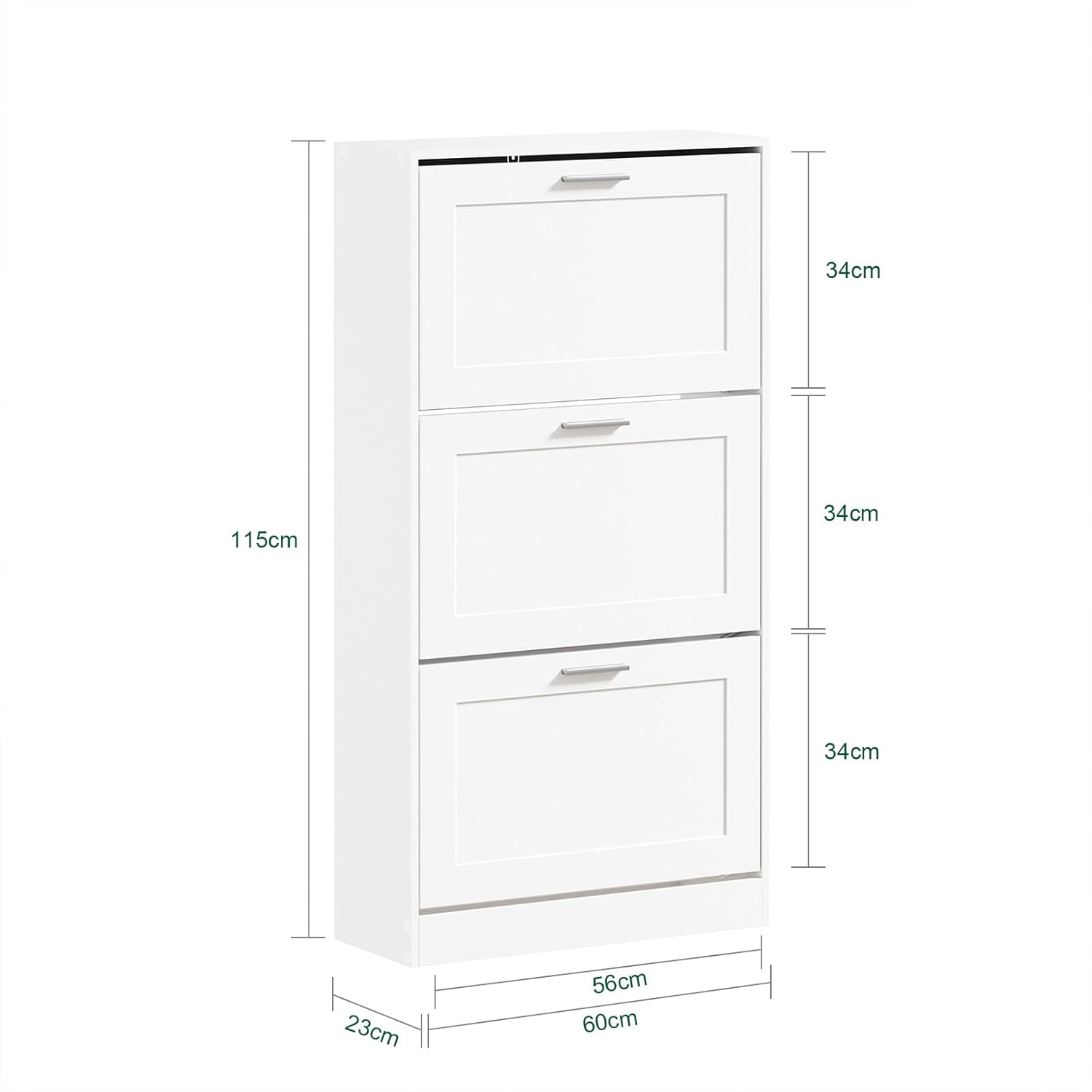 SoBuy Shoe Storage Cabinet Entryway, Freestanding Shoe Cabinet with 3 Flip-Drawers Fully Enclosed Tall Shoe Rack Shoe Organizer, White, FSR137-L-W
