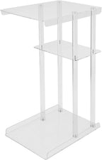 Acrylic Side Table Clear End Tables C Shaped Plant Stand 3 Tiers Small Snack Coffee Table, Perfect for Small Spaces, Suitable for Potted Plants and Decor