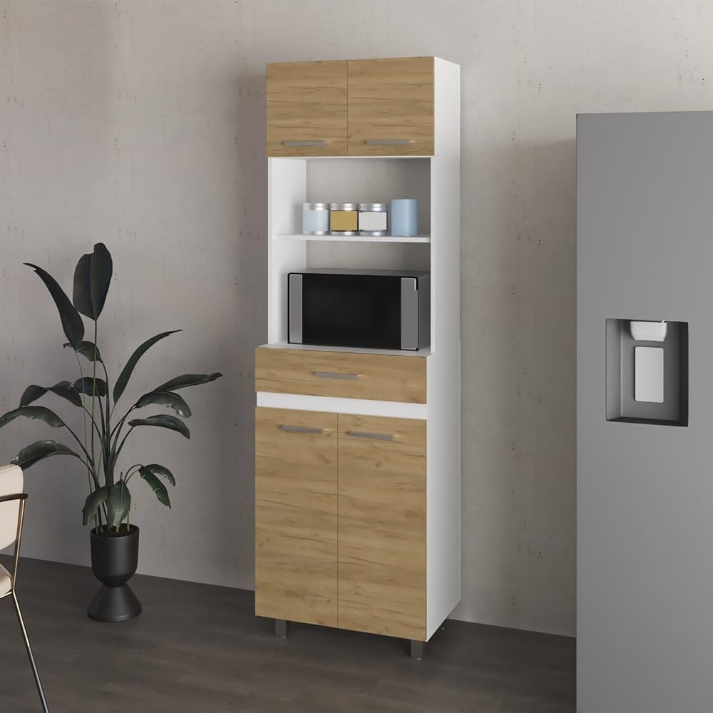 Pantry Cabinet with Storage Drawer, Microwave Locker for Kitchen Hallway, Modern Storage Solution,for Kitchen Home