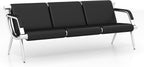 kinbor Waiting Room Chairs - 3 Seat Reception Bench Office Chair with Armrest, PU Leather Office Guest Seating Furniture for Salon Airport Hospital Bank, Black