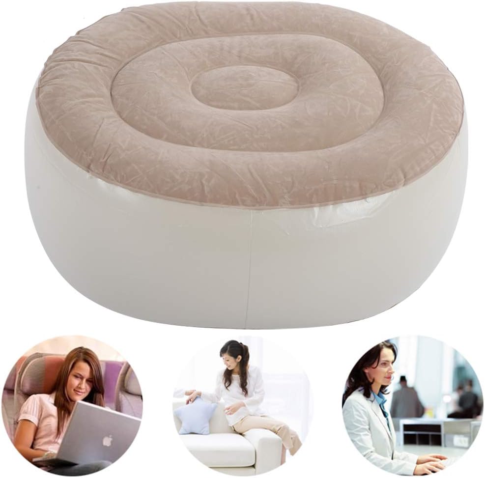 Portable Inflatable Stool for Camping and Hiking, 2-in-1 Multifunctional Inflatable Seat as Chair & Footrest, Made of Soft PVC, Compact Blow-Up Design for Travel, Office, Garden