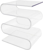S-Shaped End Table, Clear Acrylic Nightstand, Multipurpose Side Table for Bedrooms, Living Rooms, Balconies, Bookstores