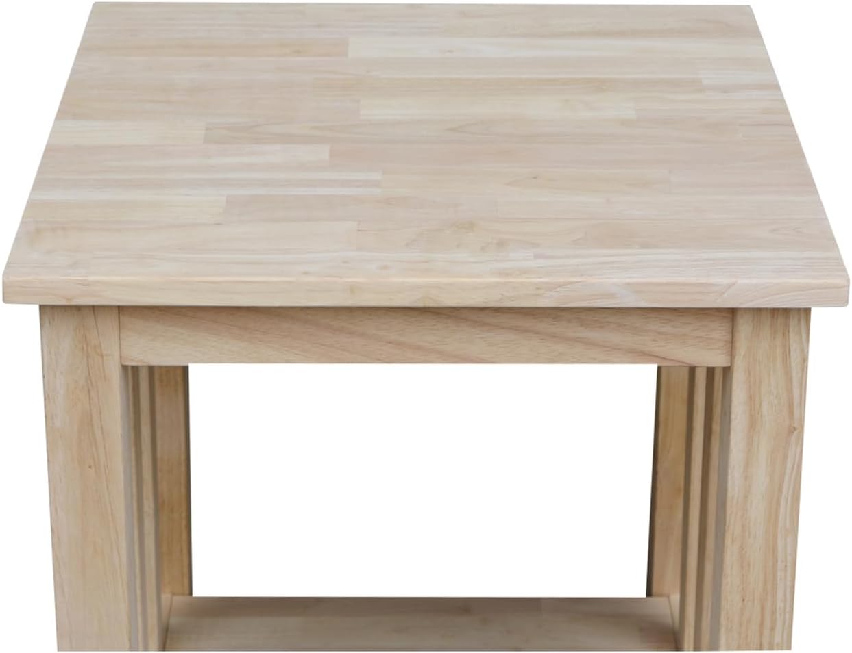 HomeStock Asian Tall End Table, Solid Parawood, 21" W x 21" D x 25" H, 32 lbs, Butcher Block Surface, Ready to Assemble, Single Shelf for Storage.