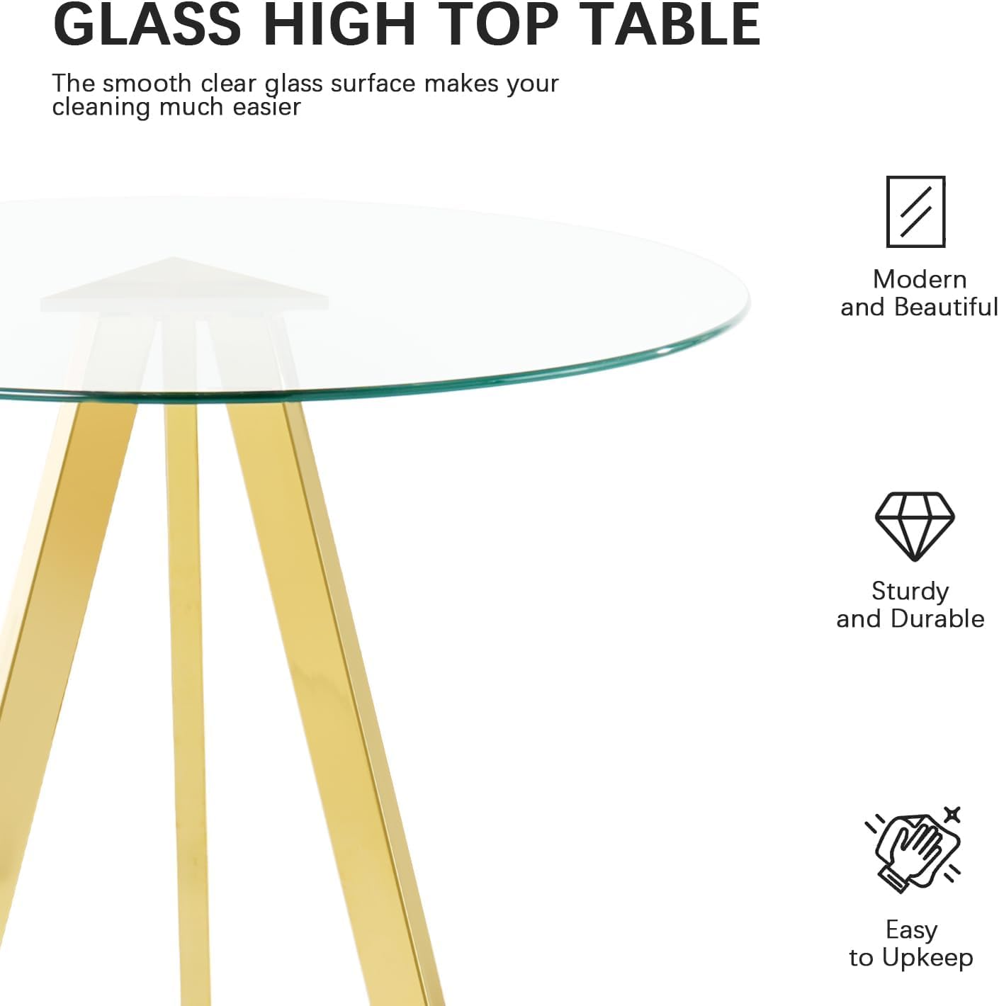 5 Piece Pub Dining Set, Modern Round Bar Table and Chairs for 4, 30" Counter Height Barstools and Glass Kitchen Table Set, 31" Small Dining Table with 4 Stools(Green)