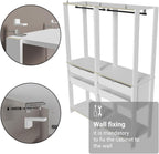 Madesa Kitchen Pantry Storage Rack with 4 Drawers 4 Shelves and 2 Hanging Rods 55" L Modular Multiuse Cabinet for Kitchen Organization - White