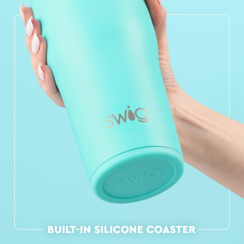 Swig Life 30oz Leak Proof To-Go Tumbler, 30oz Leak Proof Water Bottle with Handle and Straw, Large Insulated Tumblers, Cup Holder Friendly Travel Mug, Reusable Leakproof Water Bottle (Gingham)
