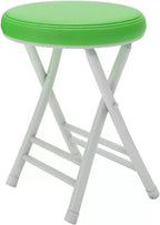 Folding Round Padded Stool Chair Portable for Dorm Kitchen Vanity Church Outdoor Use Blue(Green 1,1pcs)