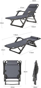 Gravity Chair Folding Portable Reclining Lawn Chair Patio Recliner Lounge ChaiseA Djustable with Headrest(A+Cushion B)