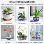 Mini Glass Gems for Vase,Mixed Colour Glass Stones Flat Bottom Marble Beads for Aquarium Fish Tank Planter Crafts Home Decorative Art Craft Vase Filler (Red Blue and Transparent, 1 Pound)