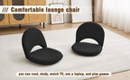 YOUKEEEJOJO Floor Chair 5-Position Adjustable Back Support Chair Foldable Camping,Video-Gaming Reading Watching, Upholstered Meditation Convenient Seat(2,Black)