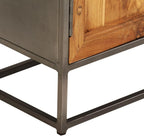 Brown and Grey Recycled Teak and Steel Medium Sideboard with Unique Wood Grain and Sturdy Construction for Living Dining Room Storage