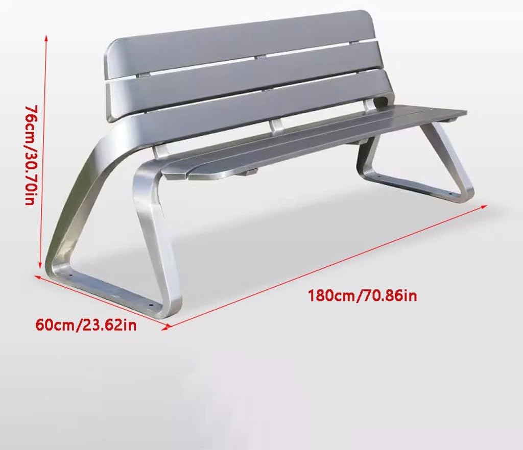 Outdoor Bench,Stainless Steel Seat Community Double Back Garden Square Chair Benches for Outdoors