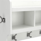 Bush Home Woodland 40W Wall Mounted Coat Rack with Shelf in White Ash | Cubbies and Hooks for Entryway, Mudroom, Foyer Storage