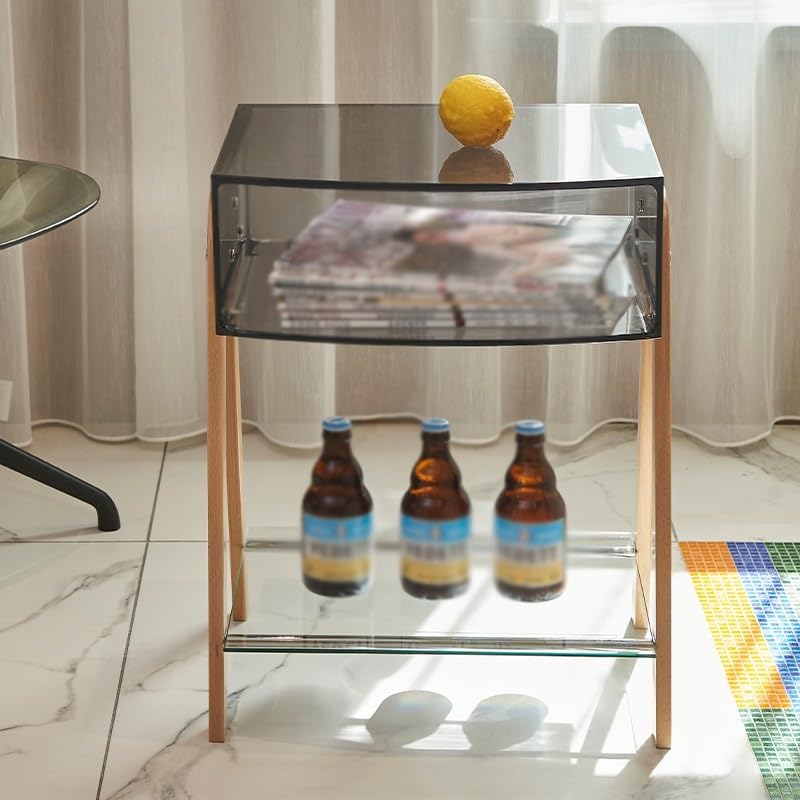 Transparent Coffee Table Nightstand Bedside Table for Bedroom Living Room Cafe
