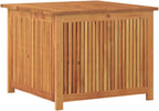 Outdoor Storage Box 29.5" Solid Acacia Wood Rustic Garden Deck Chest Brown Square Container Bench for Patio Poolside