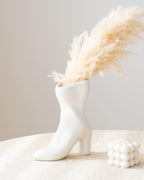 7.9" Ceramic High Heel Boot Vase for Modern Home Decor-White | CERAMIC BOOT VASE: High heel design in white,Trendy accent for coffee tables centerpiece; quirky gift for women.