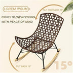 Rattan Rocking Chair with Padded Cushion, Outdoor Recliner for Patio, Porch, Bedroom & Garden – Extra Wide Seat & Stable Base (Orange)(Orange)