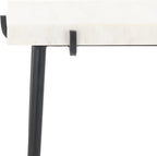 SAFAVIEH Home Collection - Bremen Side Table, Rectangular White & Grey Marble Top with Black Metal Legs, Fully Assembled (ACC3726A)