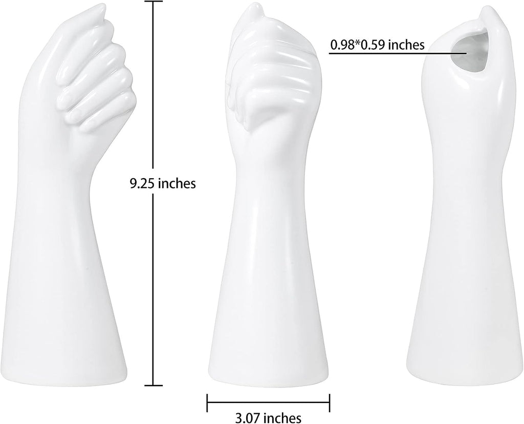 Human Body Ceramic Hand Vase, Arm Body Shaped Small Flower vase Modern Aesthetic Decorative White Ceramic vases for Home Living Room décor