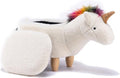 Pemberly Row Unicorn Fabric Storage Ottoman/Stool, White/Natural Finish, 15.75" H x 14.17" W x 28.74" D, Upholstered Kids Bedroom or Playroom Furniture with Cute Animal Theme and Interior Storage