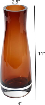 11" H Amber Vase,3.5lb Glass Vase Large for Home Decoration, Noble Amber Flower Vases,Luxury Vases for Flower