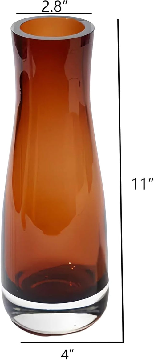 11" H Amber Vase,3.5lb Glass Vase Large for Home Decoration, Noble Amber Flower Vases,Luxury Vases for Flower