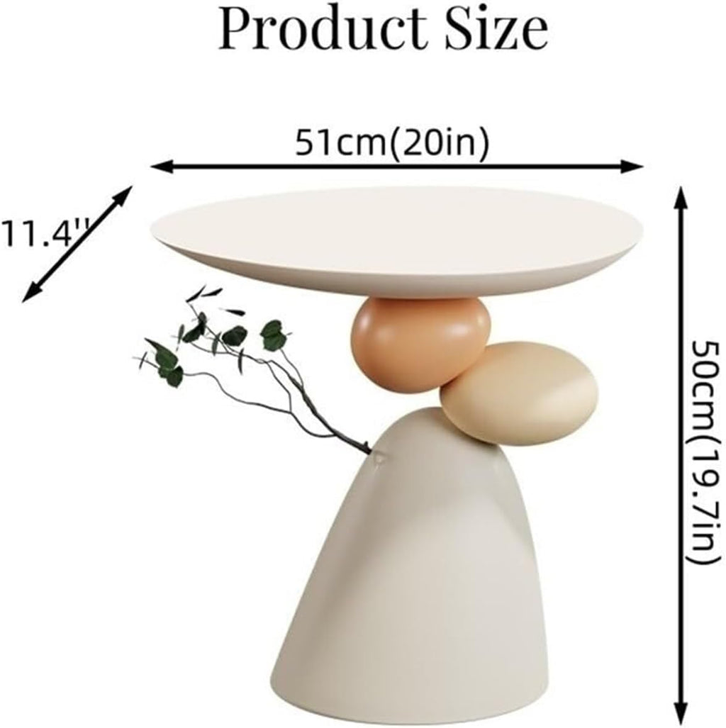 Resin Small Coffee Tables for Living Room Accent End Table Nightstand Bedside Table Snack Tray for Home Lightweight(Beige)