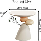 Resin Small Coffee Tables for Living Room Accent End Table Nightstand Bedside Table Snack Tray for Home Lightweight(Beige)