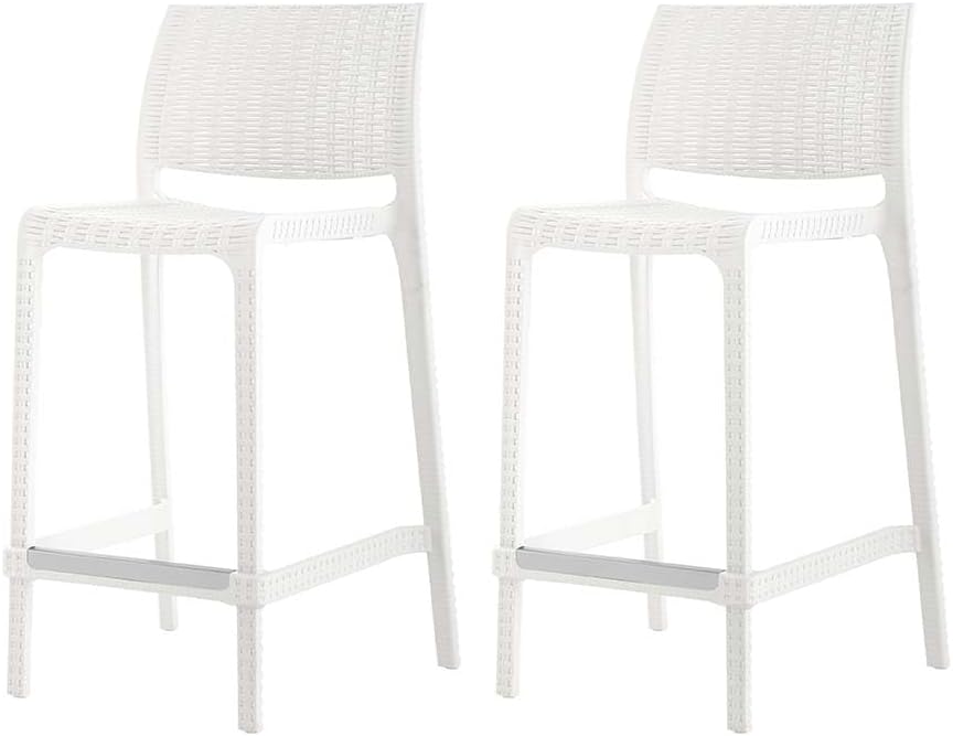Lagoon Rue Rattan Stack-Able Counter Stool - 2 Pcs Per/Set (White)